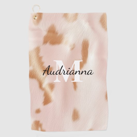 Blush Pink Tan Southwest Faux Koeienhuid Cowgirl Golfhanddoek (Voorkant)