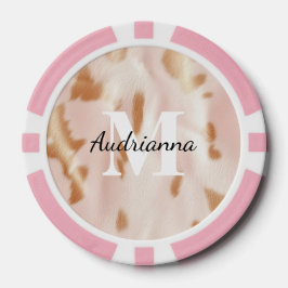 Blush Pink Tan Southwest Faux Koeienhuid Cowgirl Poker Chips