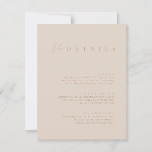 Blush Pink & Taupe Weddenschap-kaart met details Kaart (Voorkant)