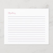 Blush Pink Tea Party Vrijgezellenfeest Recept Kaar (Achterkant)