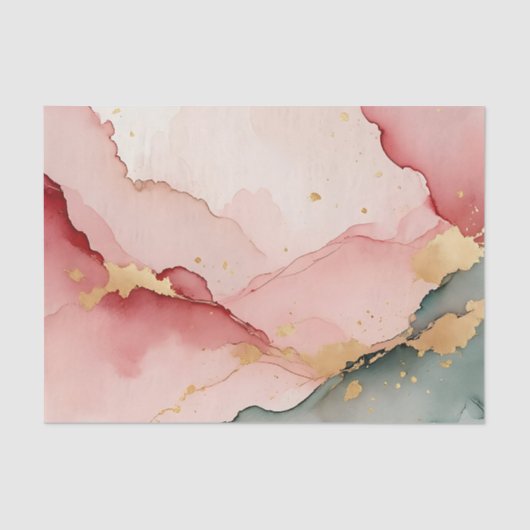 Blush Pink Teal Gold Abstract Tissuepapier (Voorkant)