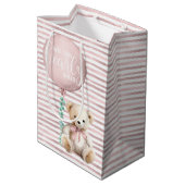 Blush Pink Teddy Bear Baby Gift Bag Medium Cadeauzakje (Achterkant Gekanteld)