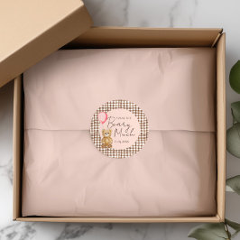 Blush Pink Teddy Bear Baby shower Bedankt Ronde Sticker