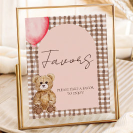 Blush Pink Teddy Bear Favoriet Tafelteken Poster