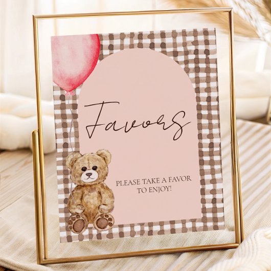 Blush Pink Teddy Bear Favoriet Tafelteken Poster
