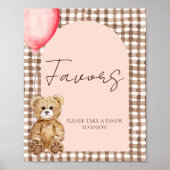Blush Pink Teddy Bear Favoriet Tafelteken Poster (Voorkant)