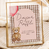 Blush Pink Teddy Bear Luier Raffle Sign Poster