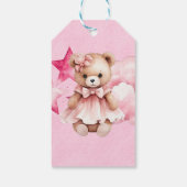 Blush Pink Teddy Bear Meisje Baby shower Dank u Cadeaulabel (Achterkant)