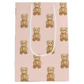 Blush Pink Teddy Bear Meisje Baby shower Medium Cadeauzakje (Achterkant)