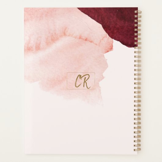 Blush Pink Terra Cotta Abstract Monogrammed Planner (Achterkant)