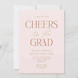 Blush Pink Terracotta Cheers Afstudeerder Uitnodig Kaart