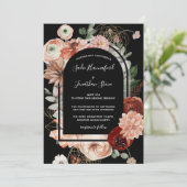Blush Pink Terracotta Floral Geometric Wedding Inv Kaart (Staand voorkant)