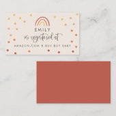Blush Pink Terracotta Rainbow Baby shower Registry Visitekaartje (Voorkant / Achterkant)