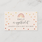 Blush Pink Terracotta Rainbow Baby shower Registry Visitekaartje (Voorkant)