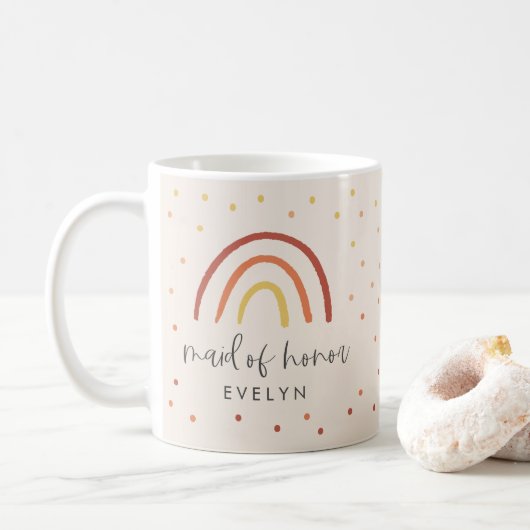 Blush Pink Terracotta Rainbow Custom Maid of Honor Koffiemok (Met donut)