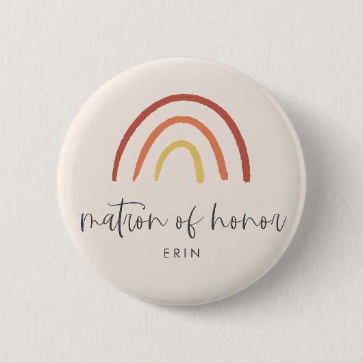 Blush Pink Terracotta Rainbow Cute Matron of Honor Ronde Button 5,7 Cm (Voorkant)