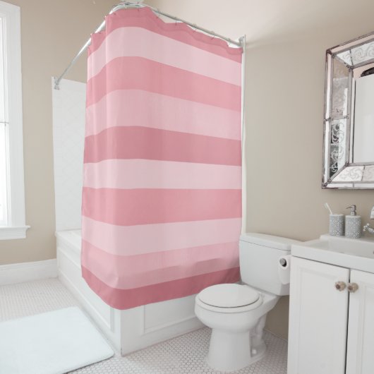  Blush Pink Textured Stripes Pattern Douchegordijn (In situ)