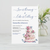 Blush Pink Tiered Cake Pink Roses Vrijgezellenfees Kaart (Staand voorkant)