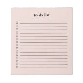 Blush Pink To Do List Minimalist Teacher Simple Notitieblok (Voorkant)