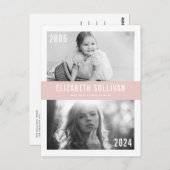 Blush Pink Toen en Nu Foto Collage Afstuderen Briefkaart (Voorkant / Achterkant)