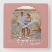 Blush Pink Together Typography Couple Valentine Vierkante Klok (Voorkant)