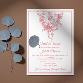 Blush Pink Toile de Jouy Bridal Shower Invitation Kaart