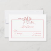 Blush Pink Toile de Jouy Cherub Wedding RSVP Card (Voorkant)