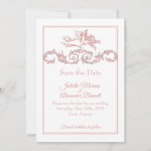 Blush Pink Toile de Jouy Paris Save the Date Card (Voorkant)