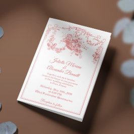 Blush Pink Toile de Jouy Paris Wedding Invitation