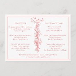 Blush Pink Toile de Jouy Wedding Details Enclosure Informatiekaartje