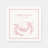 Blush Pink Toile de Jouy Wedding Paper Napkins Servet (Voorkant)