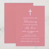 Blush Pink Traditional Christening Uitnodiging (Voorkant / Achterkant)