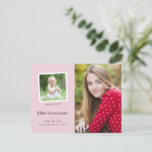 Blush Pink Traditional Two Photo Afstuderen Briefkaart (Staand voorkant)