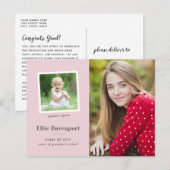 Blush Pink Traditional Two Photo Afstuderen Briefkaart (Voorkant / Achterkant)