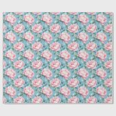 Blush Pink Trailing Peony bloemen Cadeaupapier (Vlak)