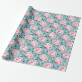 Blush Pink Trailing Peony bloemen Cadeaupapier (Uitgerold)