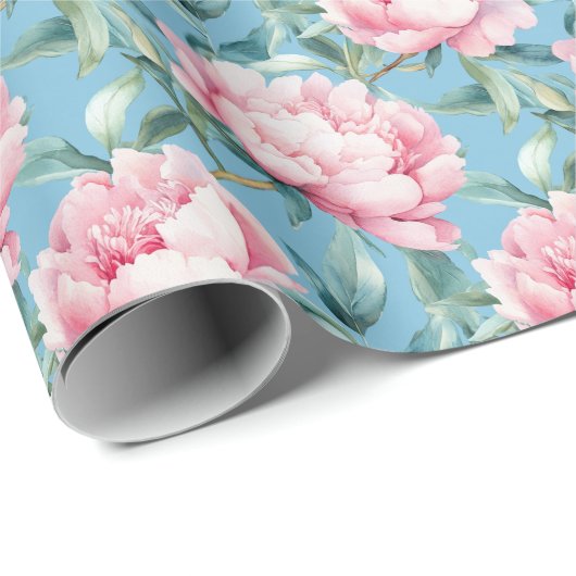 Blush Pink Trailing Peony bloemen Cadeaupapier (Rol Hoek)