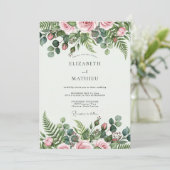 Blush Pink Tranquil Botanical Wedding Kaart (Staand voorkant)