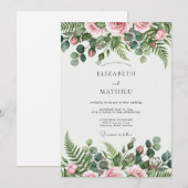 Blush Pink Tranquil Botanical Wedding Kaart (Voorkant / Achterkant)