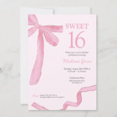 Blush Pink trendy Bow Ribbon Coquette Sweet 16  Kaart (Voorkant)
