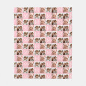 Blush Pink Trendy Fotocollage met Monogram Fleece Deken (Voorkant)