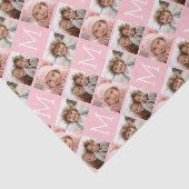 Blush Pink Trendy Fotocollage met Monogram Tissuepapier (Detail)