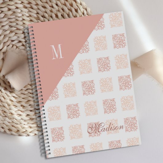 Blush Pink Trendy Geometrisch Monogram Planner