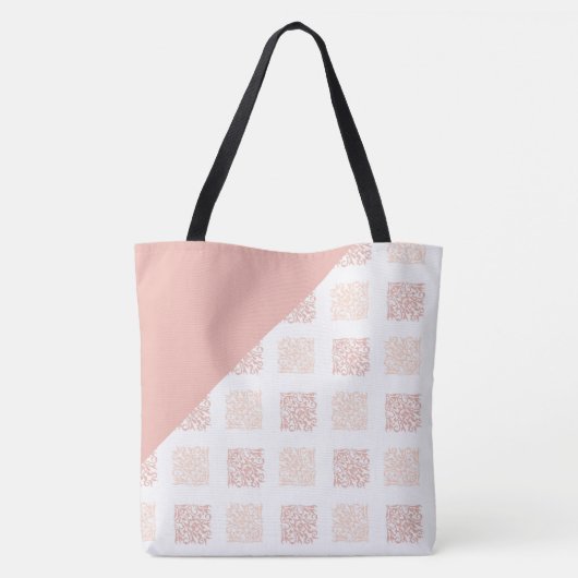 Blush Pink Trendy Girly Initiaal Name Monogram Tote Bag (Achterkant)