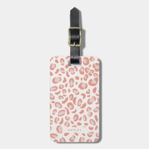 Blush Pink Trendy Leopard Pattern Bagagelabel