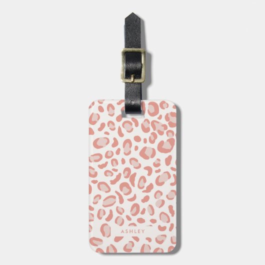 Blush Pink Trendy Leopard Pattern Bagagelabel (Voorkant verticaal)