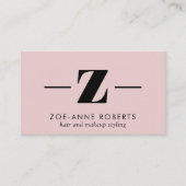 Blush Pink Trendy Letter Z Monogram Hair Makeup Visitekaartje (Voorkant)
