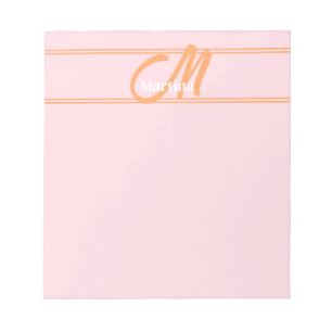 Blush Pink Trendy Modern Monogram Initiaal Notitieblok