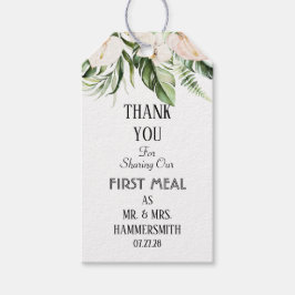 Blush Pink Tropical First Meal net als Mr. & Mrs. Cadeaulabel