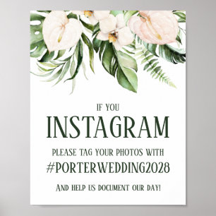 Blush Pink Tropical Floral Instagram Poster